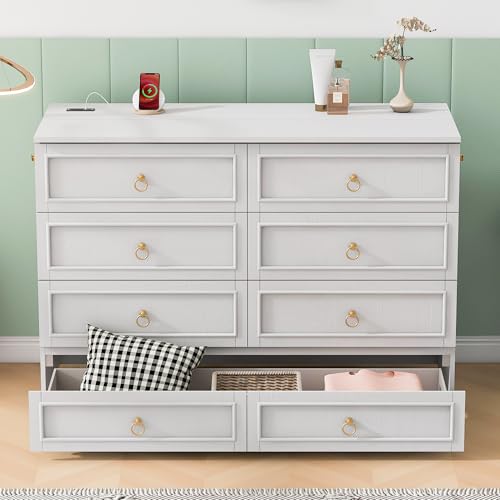 Queen Murphy Bed with Storage Drawers and Charging Station, White R22068
