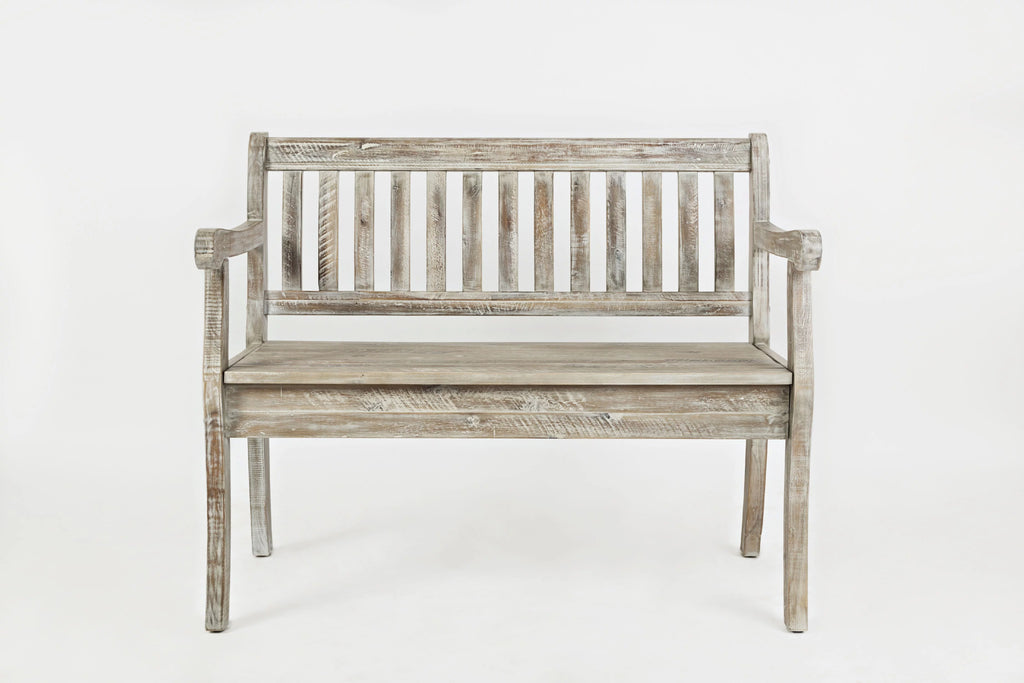 Rustic Distressed Acacia Storage Bench Q987