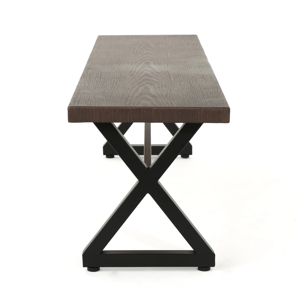 Brown Outdoor Aluminum Dining Bench Set of 2 S61413