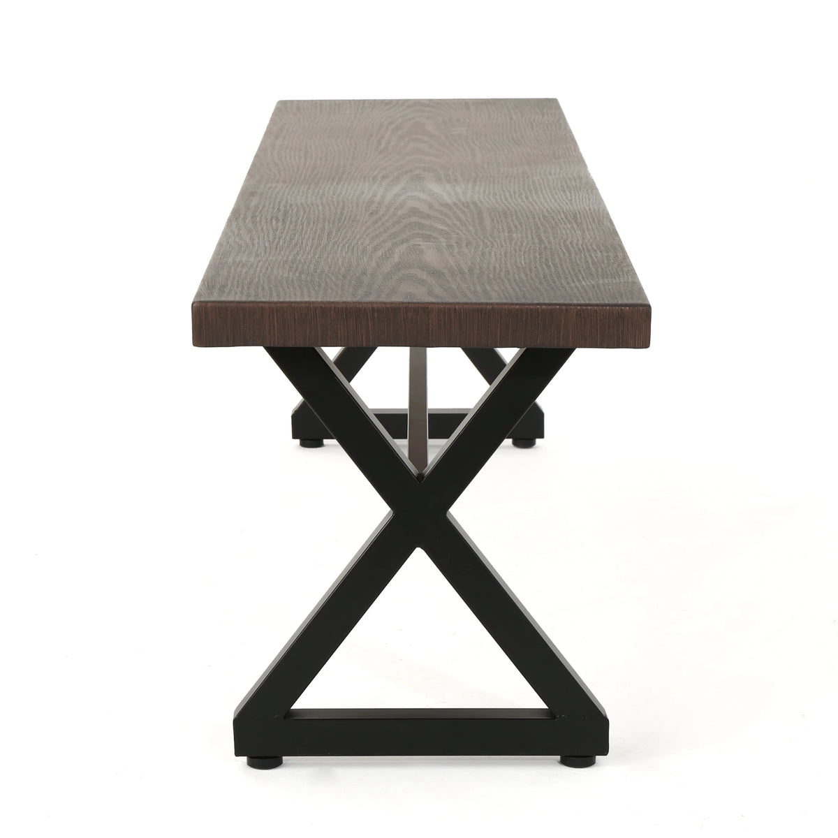 Brown Outdoor Aluminum Dining Bench Set of 2 S61413