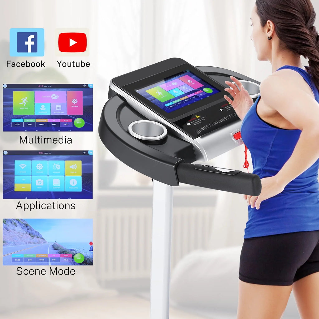 Silver Treadmill with 10 HD Touchscreen and 36 Preset Programs M1185