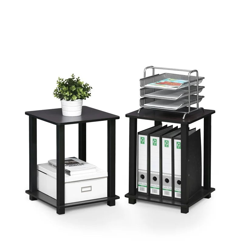Set of Two Dark Walnut Black End Table G663