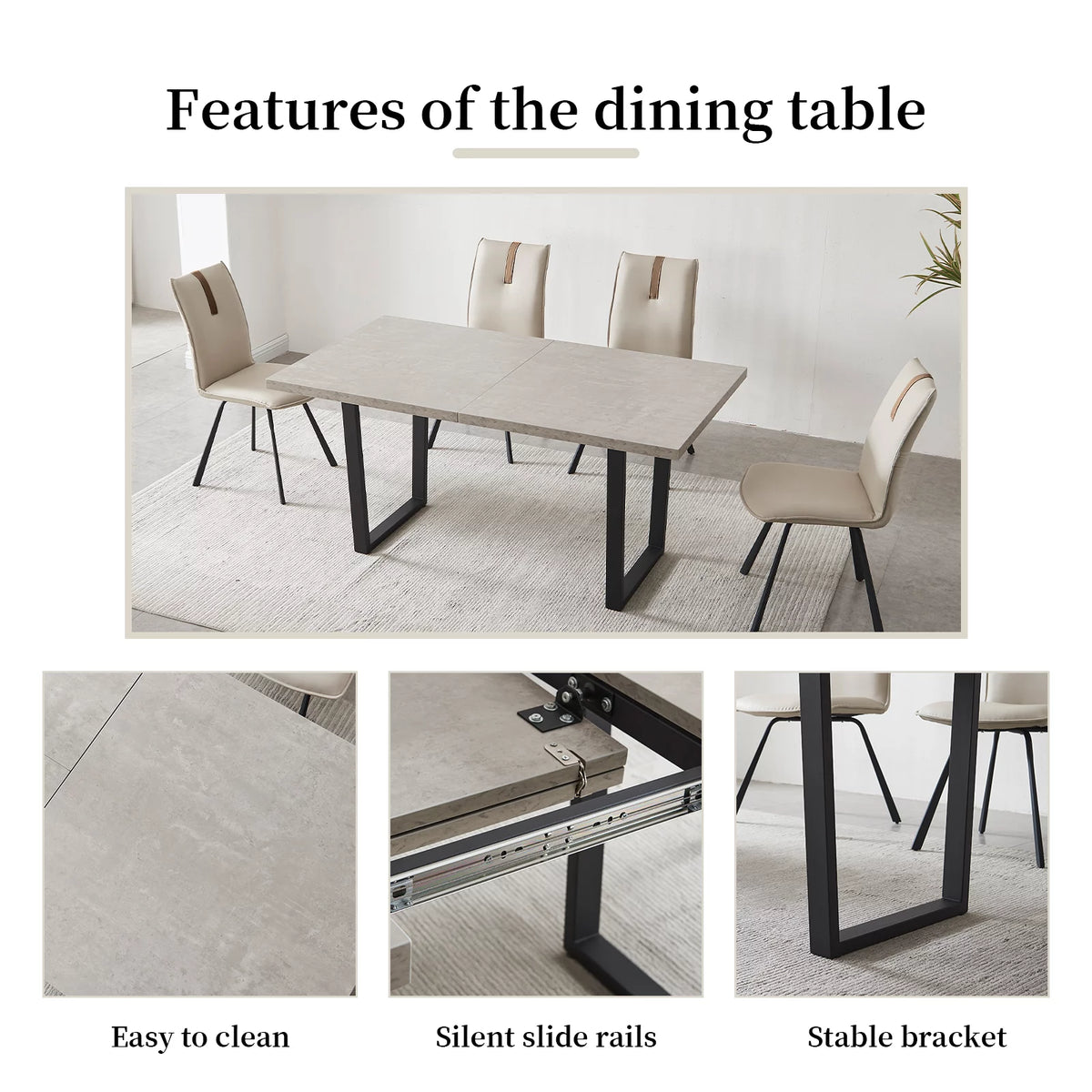 Extendable Solid Wood Dining Table Set with 6 Upholstered Chairs N849456