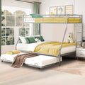 Silver Metal Twin Over Full Bunk Beds with Trundle T71753