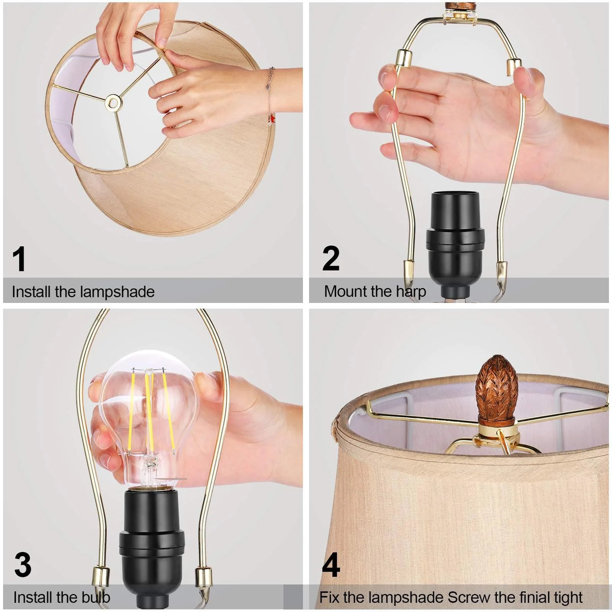 Set of 2 Touch Control 3-Way Dimmable Table Lamps with USB Ports K8000