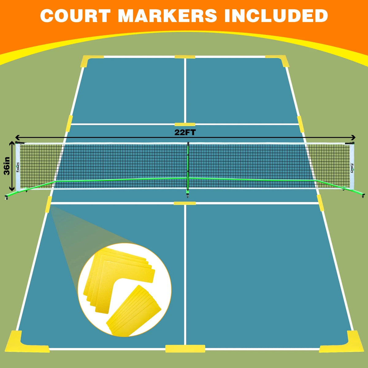 22 ft Portable Pickleball Net Set with Carrying Bag V85978