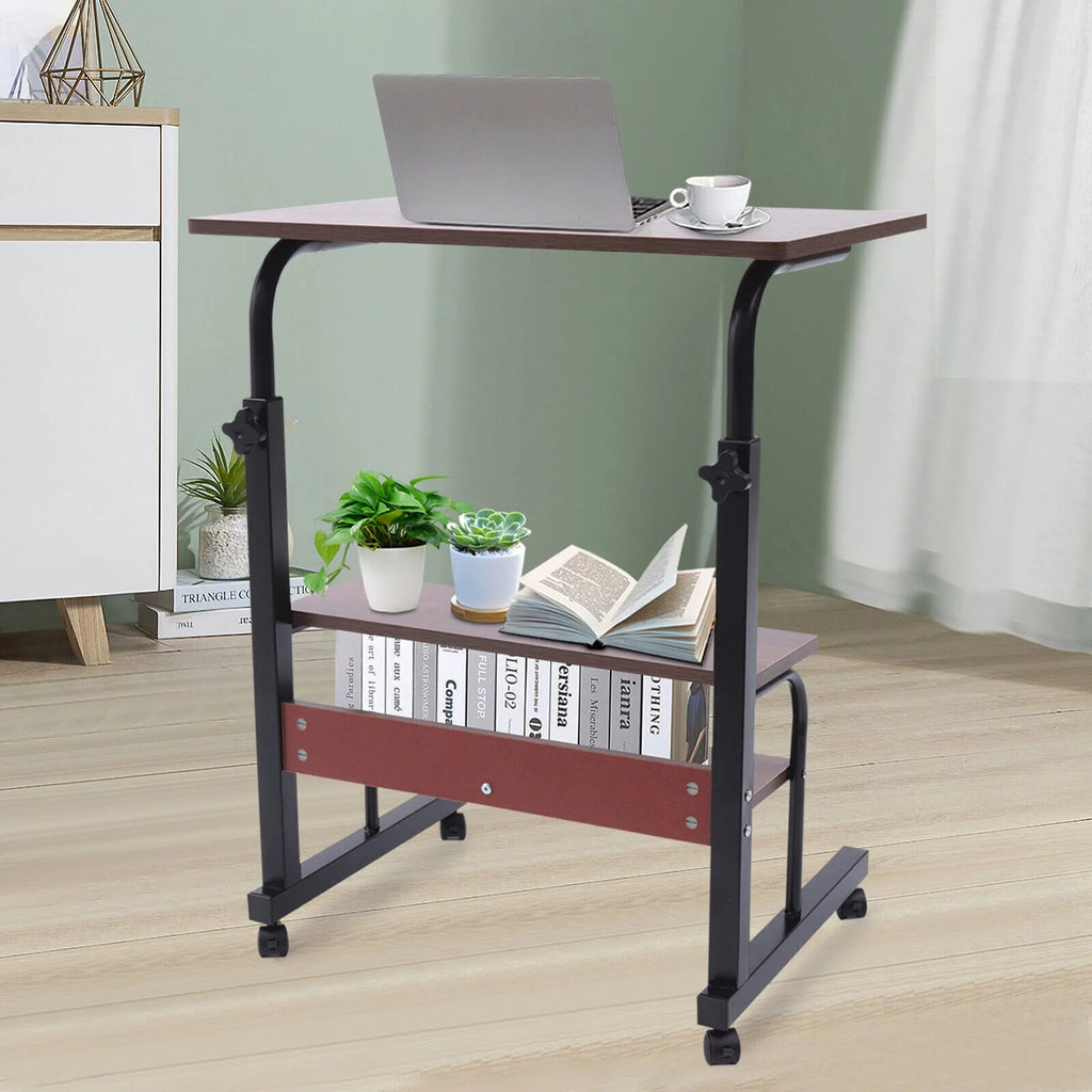 Brown Mobile Standing Desk with Wheels V878484