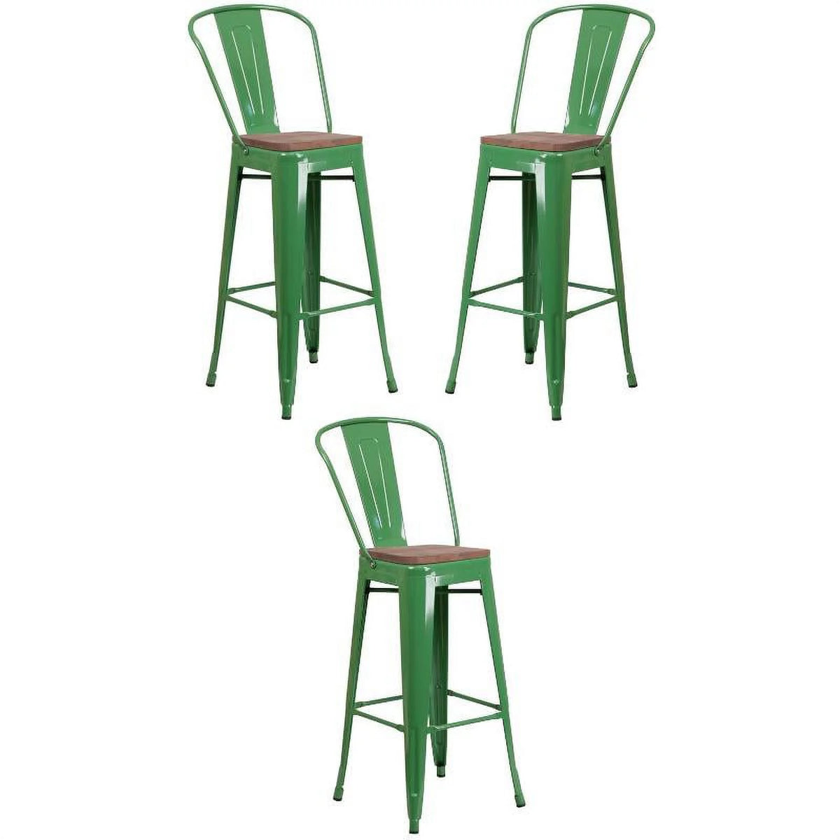 Green Metal Bar Stool Set of 3 O544045
