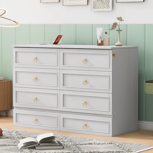 Queen Murphy Bed with Storage Drawers and Charging Station, White R22068