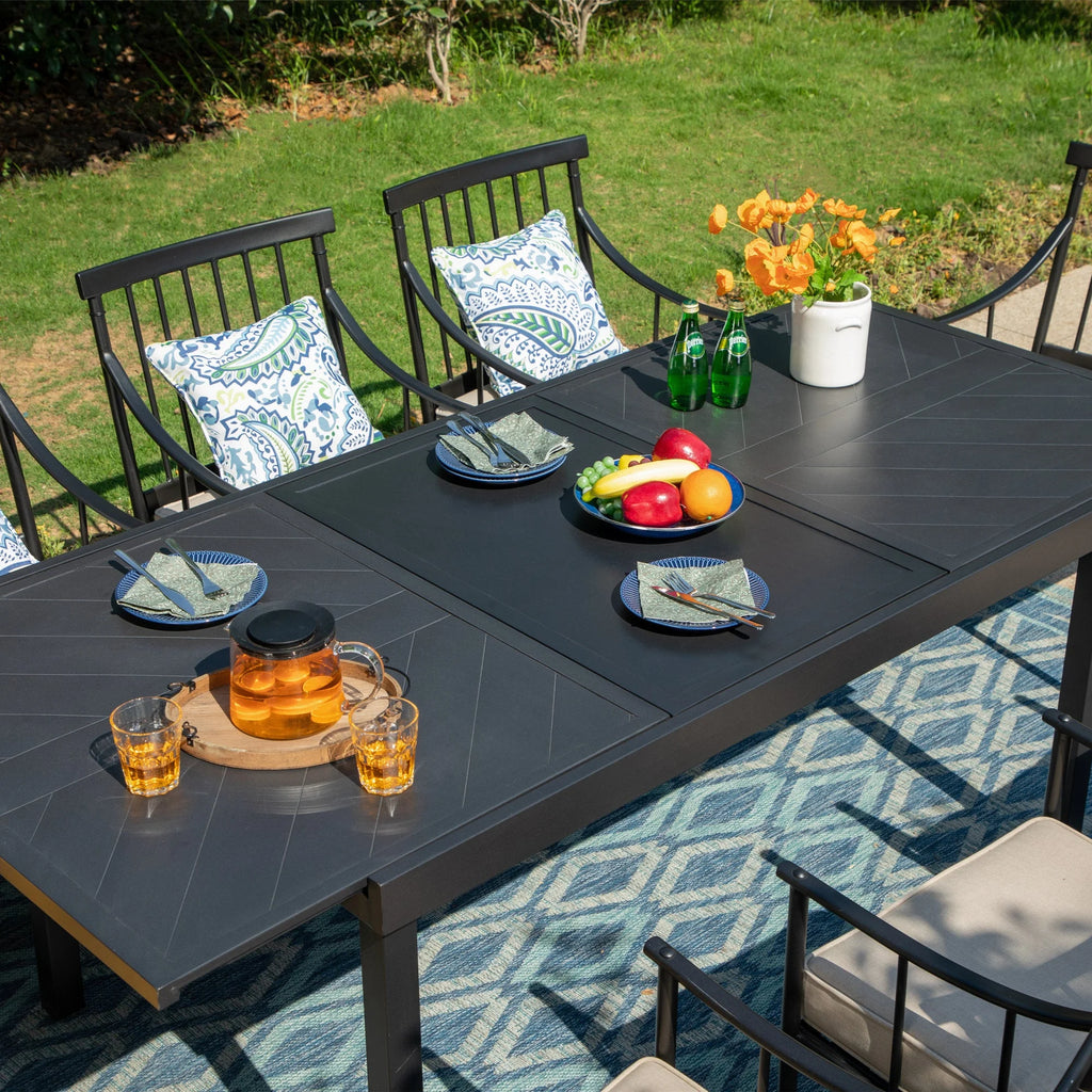 9-Piece Outdoor Dining Set with Extendable Table & Cushioned Chairs Y9599