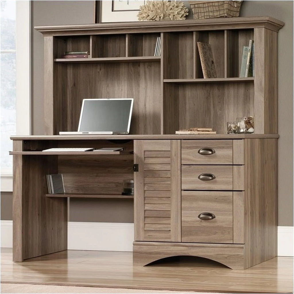 Modern Wood Computer Desk with Hutch D964