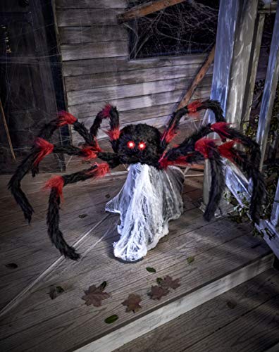 LED Red and Black Jumping Spider Animatronic 21 Inches W47562