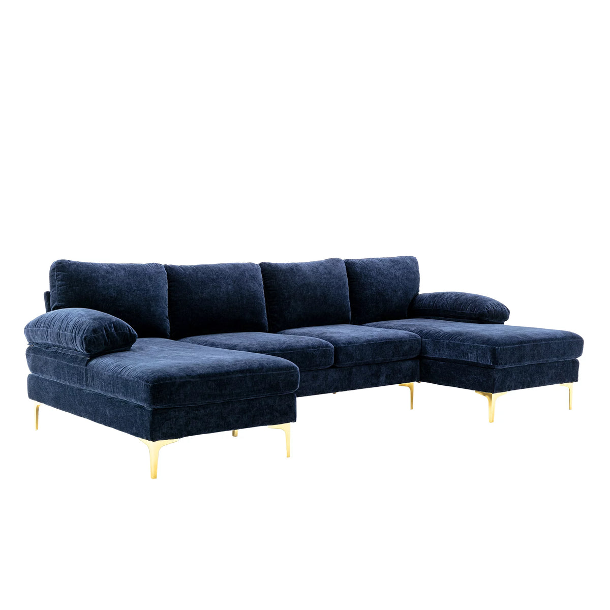 Navy Blue 4-piece U Shaped Fabric Sectional Sofa C41946