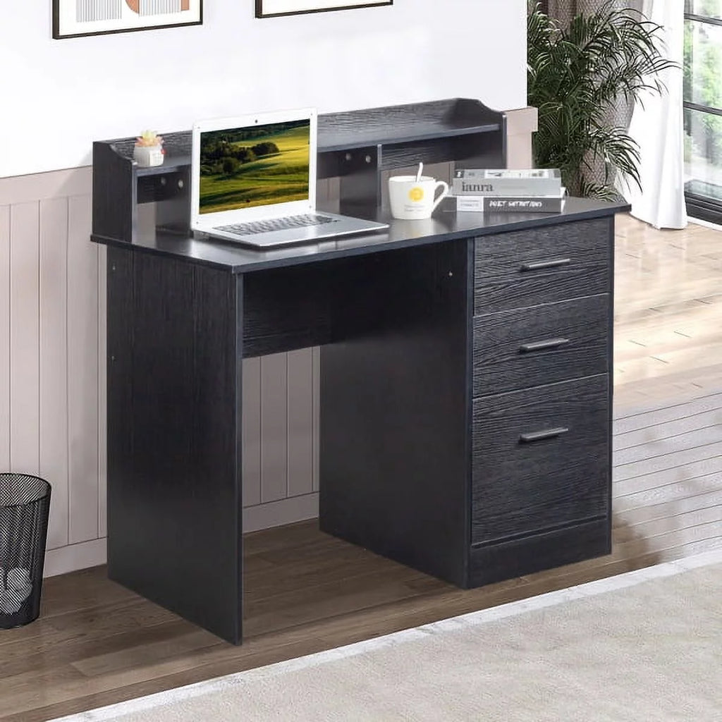 Black Wood Grain Three Drawers Computer Desk A41681