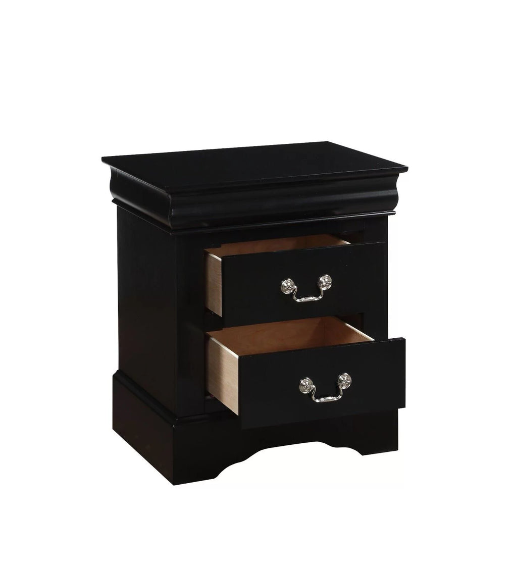 3pc Traditional Panel Bed with 2 Nightstands Black Finish E175
