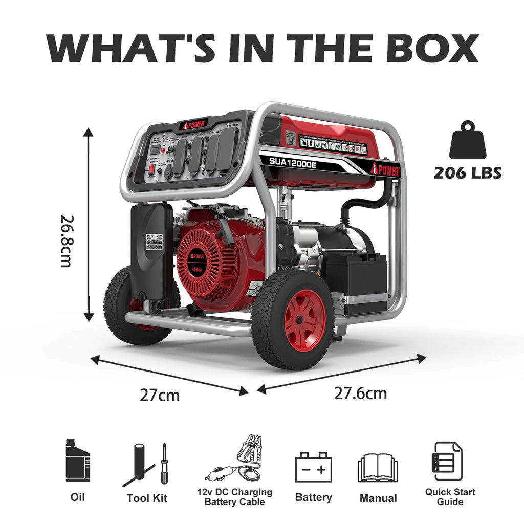 12000 Watt Portable Gas Powered Generator with Electric Start P707732