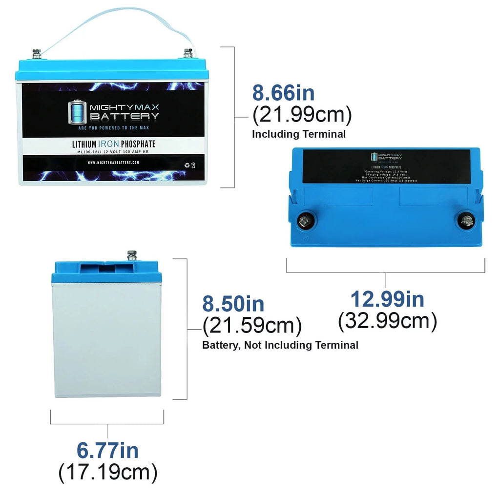 12V 100AH Lithium Replacement Battery 3 Pack L530
