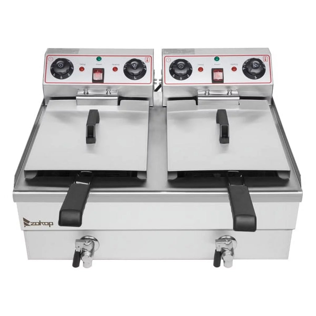 Double Tank Deep Fryer 16L Stainless Steel 3400W R644224