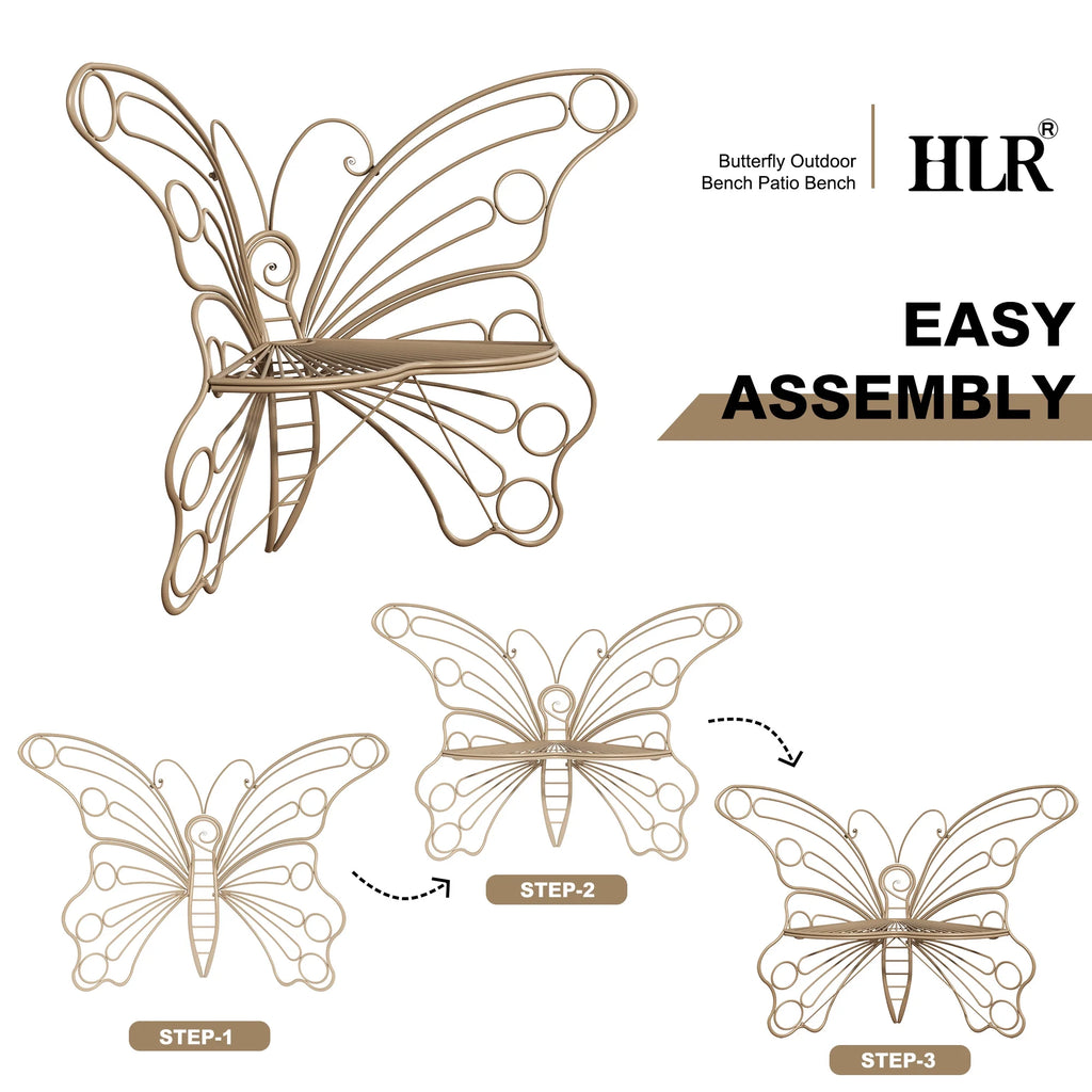 Outdoor Bench with Butterfly Inspired Pattern F4667