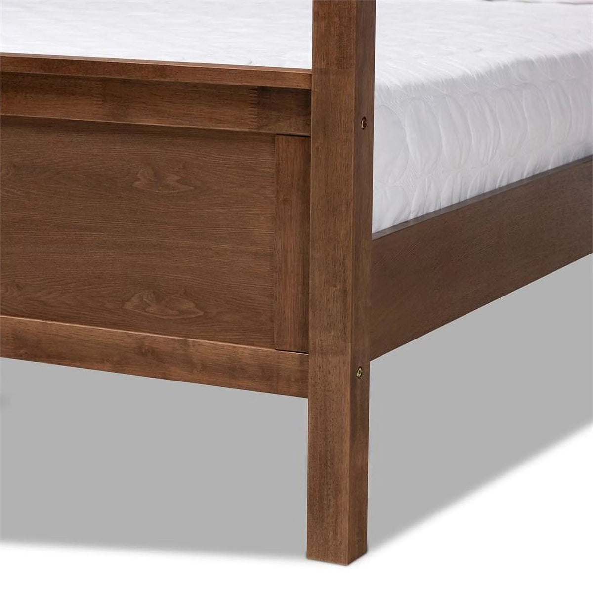 Queen Size Walnut Finished Wood Canopy Bed D577917