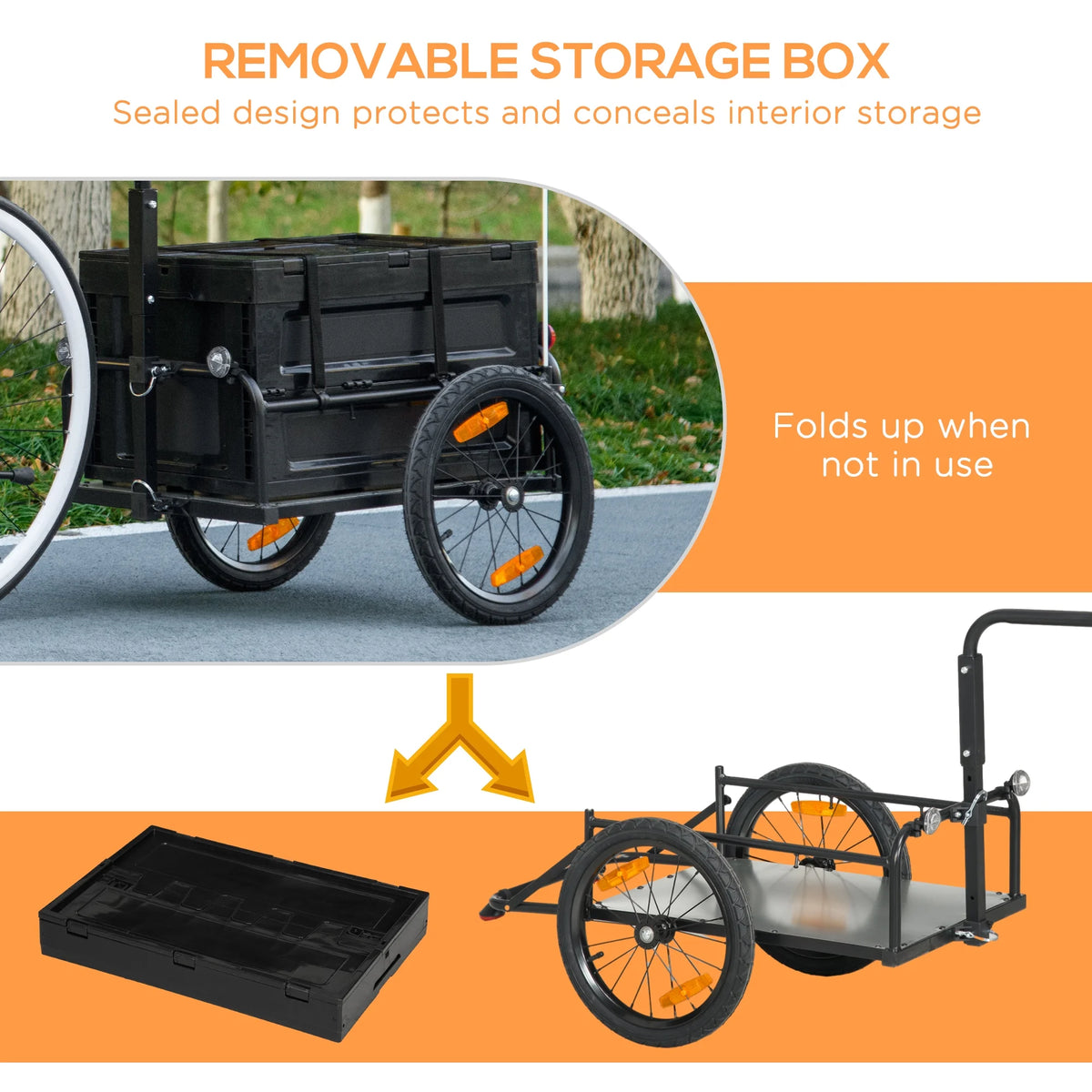 Bike Trailer Wagon with Removable Storage Box H14448