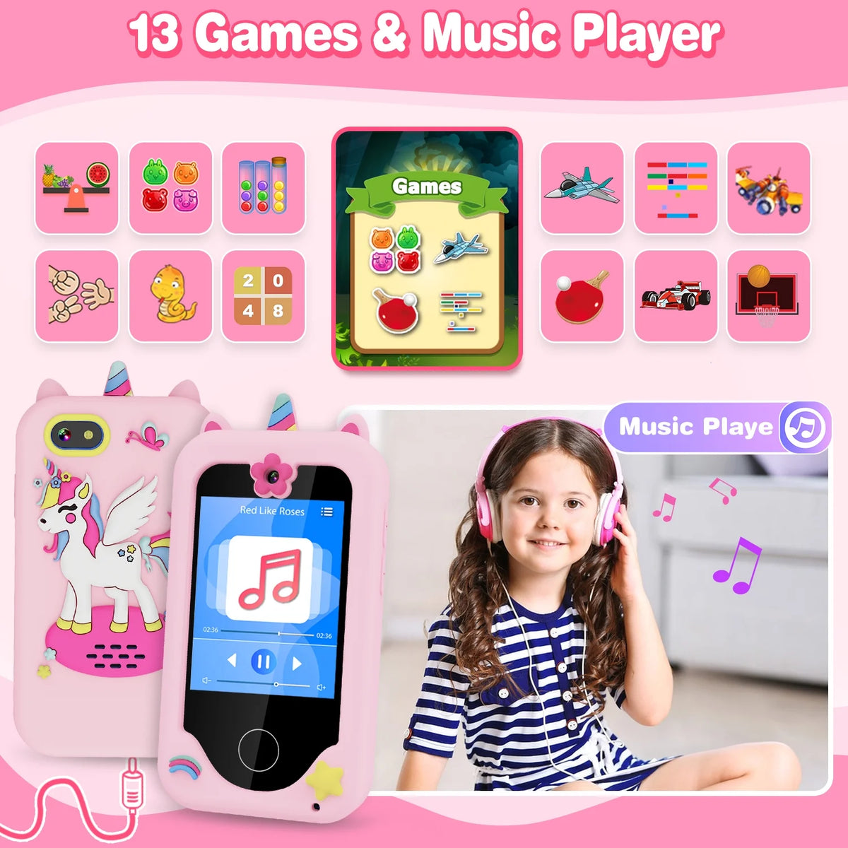 Kids Smart Phone Toy with MP3 Dual Camera 8G SD Card W4869