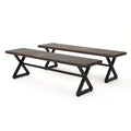 Brown Outdoor Aluminum Dining Bench Set of 2 S61413