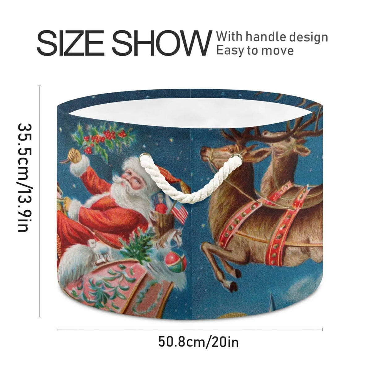Large Collapsible Storage Basket with Handle E7182