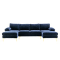 Navy Blue 4-piece U Shaped Fabric Sectional Sofa C41946