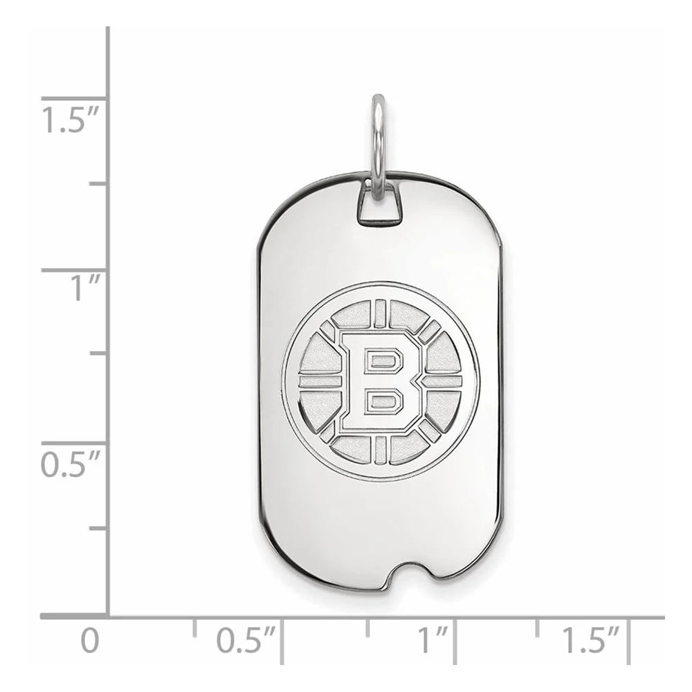 14K White Gold NHL Boston Bruins Dog Tag Pendant Z90048