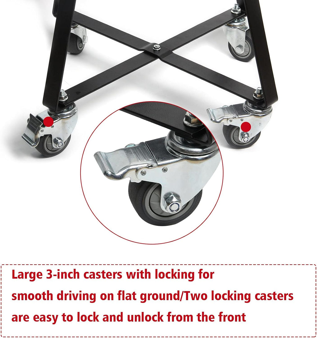 Rolling Cart with Locking Caster Wheels Powder Coated Steel D9451