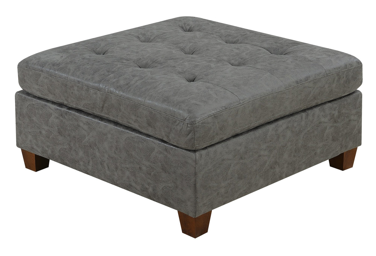 Antique Grey 8Pc Modular Sofa Set Leatherette Tufted Couch Q12229