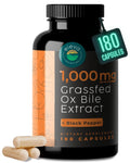 Ox Bile Extract 1000mg Bile Salts Supplements with Black Pepper 180 Count J334