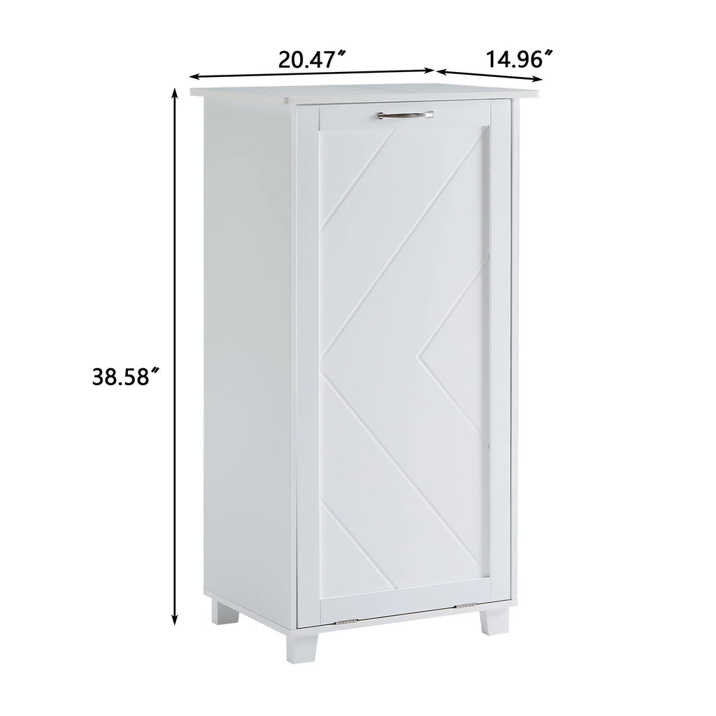 White Tilt Out Trash Can Cabinet W143188