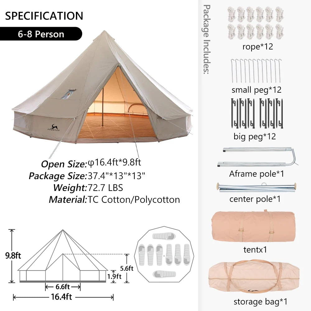 Canvas Bell Tent with Stove Jack 10ft U8815