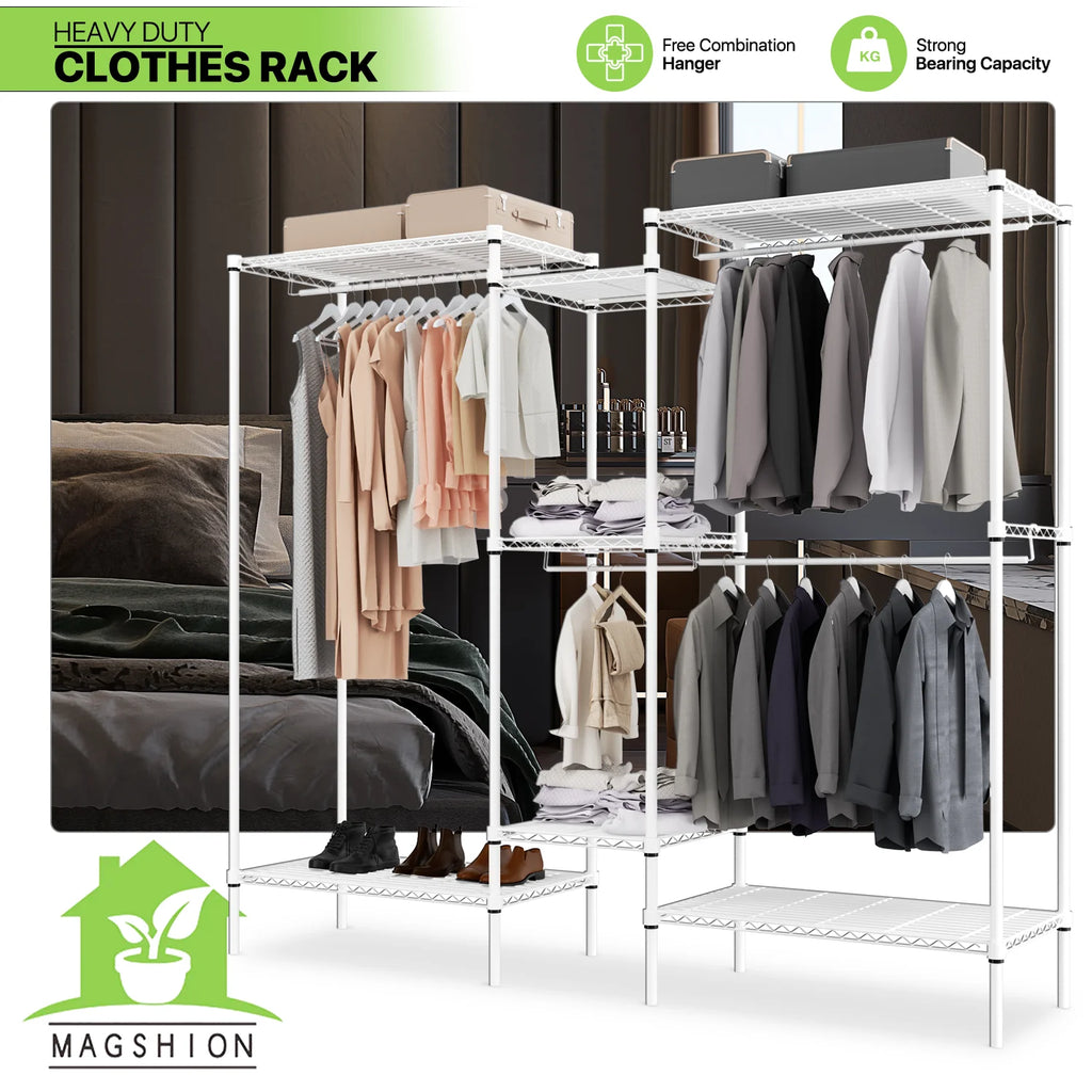 White Carbon Steel Freestanding Clothes Rack F293180