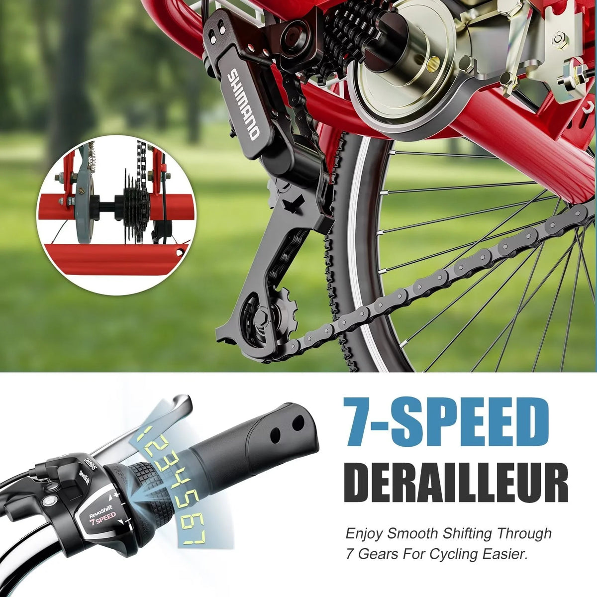 20/24/26 inch 7 Speed 3 Wheel Bicycle with Basket E15796