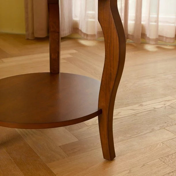 Brown Round End Table with Drawer Storage U60061