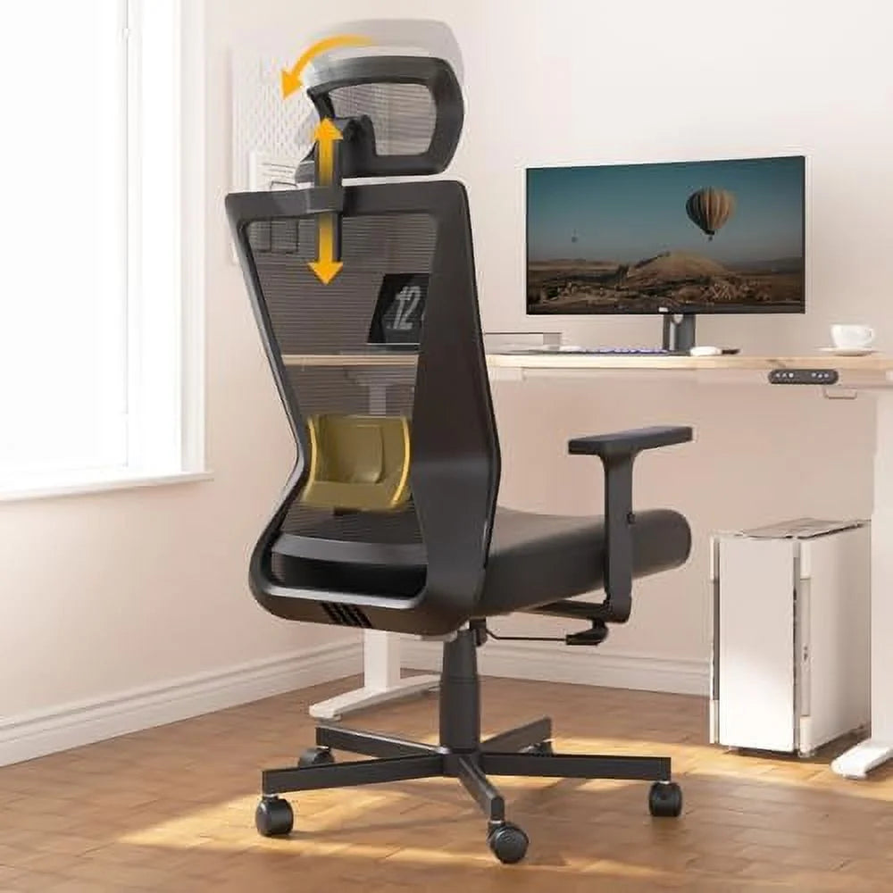 Black Ergonomic Mesh Office Chair with Lumbar Support Q38462