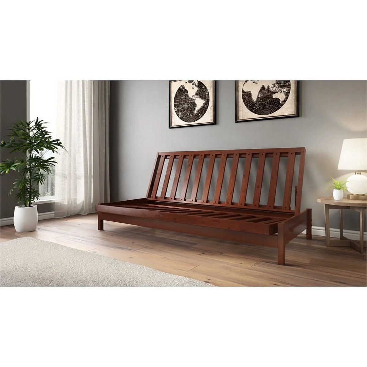 Full Size Wood Futon Frame Warm Cherry Finish H935