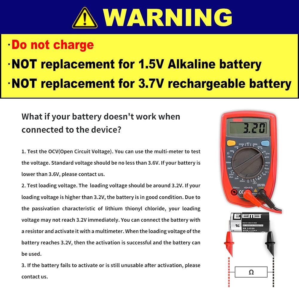 3.6V Lithium Battery 1/2 AA Size 1200mAh Q39452