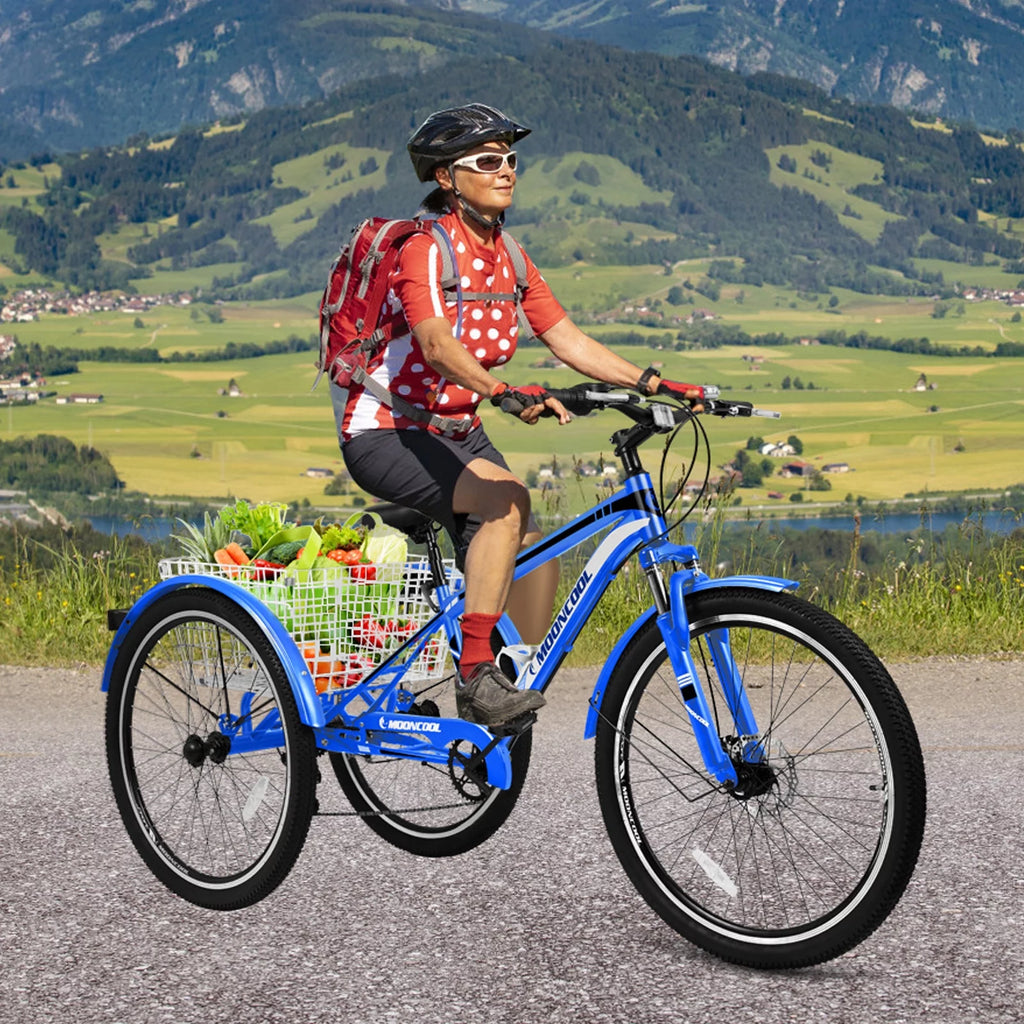 24/26/27.5 Inch 7 Speed Three Wheel Bike with Cargo Basket J409985