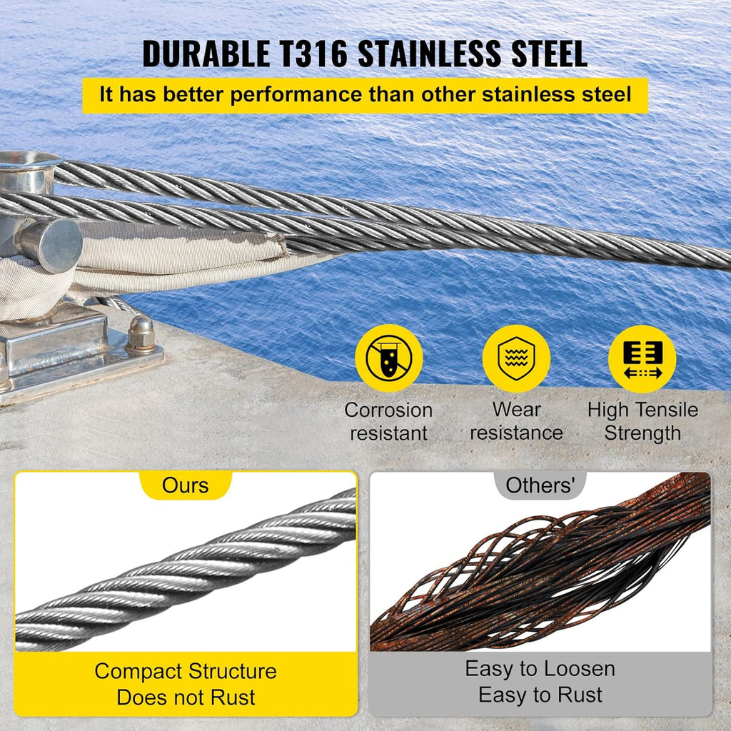 Stainless Steel Cable Railing 1/8 x 500 ft 316 Marine Grade Pack of 2 Z352