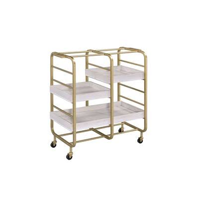Gold White-Washed Serving Cart J77834