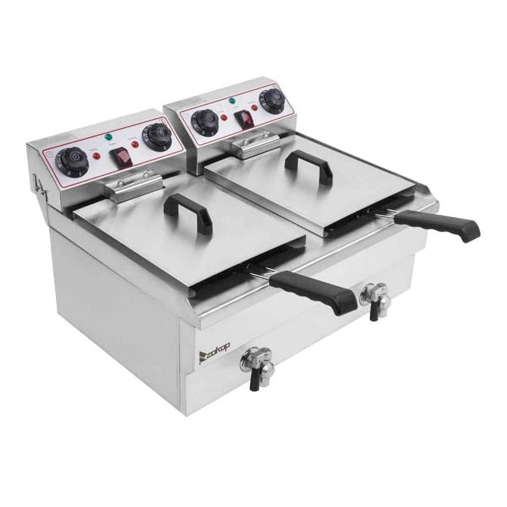 Double Tank Deep Fryer 16L Stainless Steel 3400W R644224