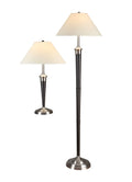 Table and Floor Lamps Set Brushed Steel Espresso Finish W24005