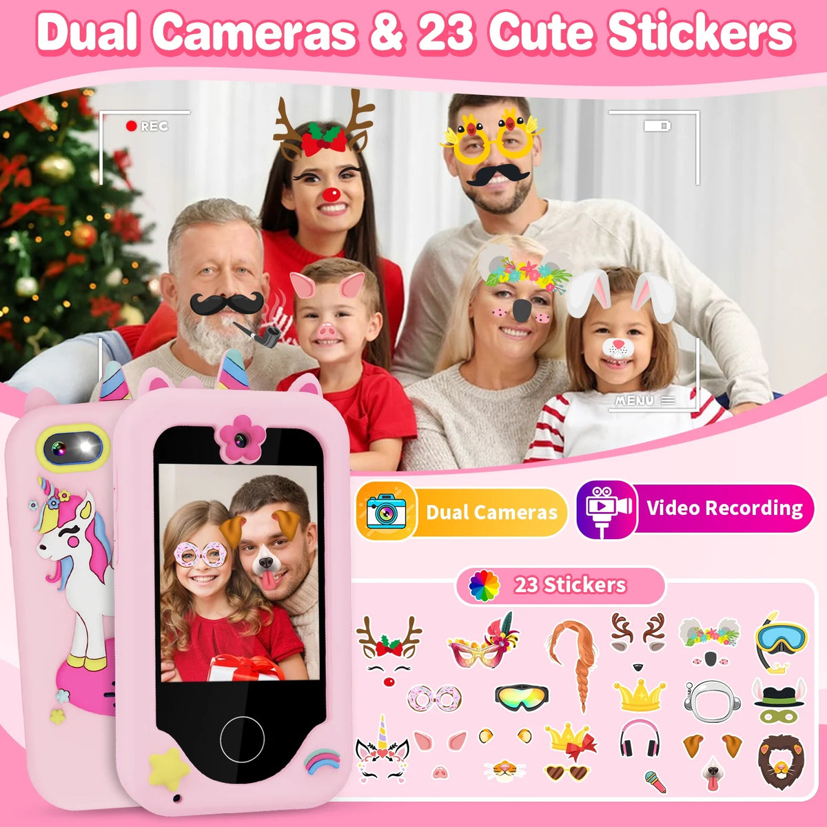 Kids Smart Phone Toy with MP3 Dual Camera 8G SD Card W4869