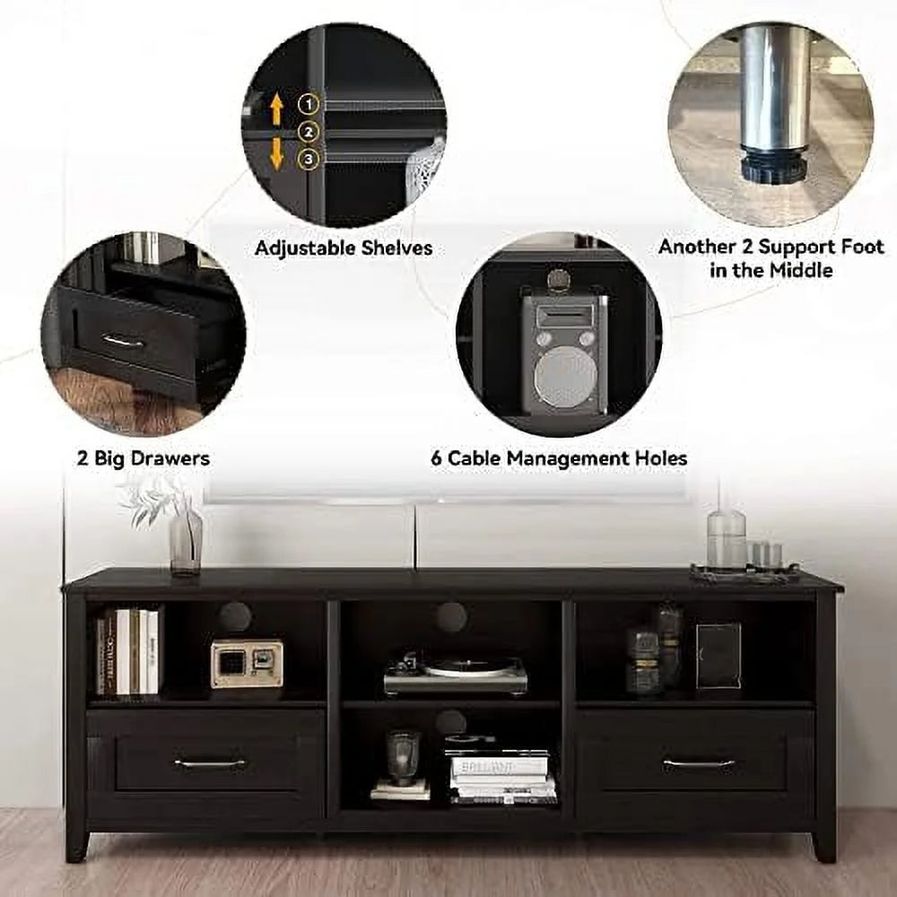 Black TV Stand with Drawers for up to 80" TV P36507