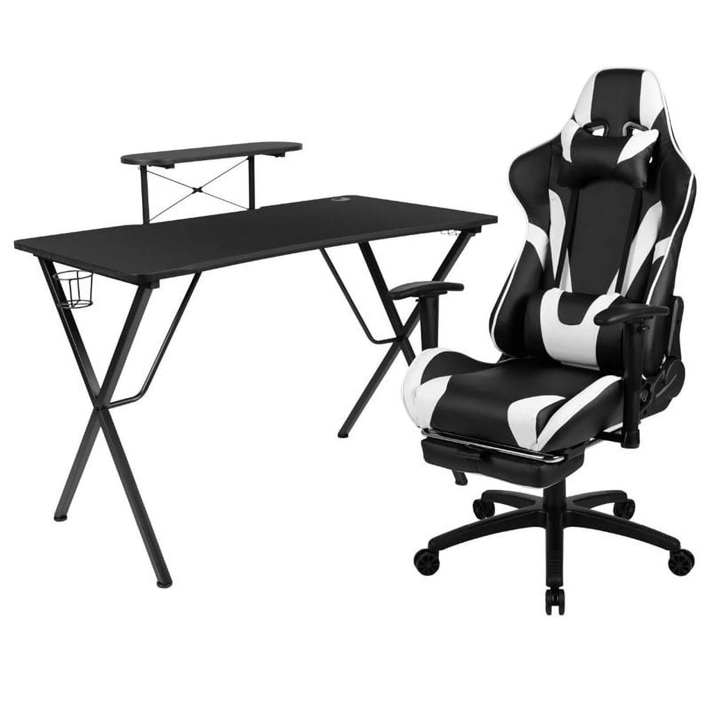 Black Gaming Desk and Reclining Swivel Chair O6702