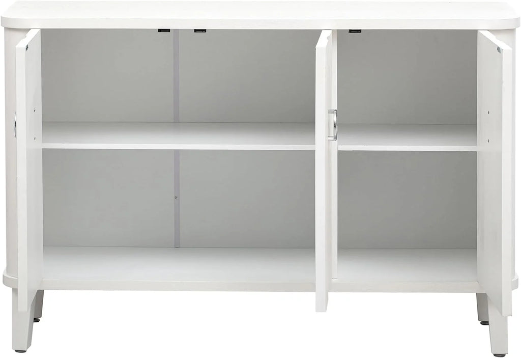 White Storage Cabinet with Three Doors and Adjustable Shelves Q725502